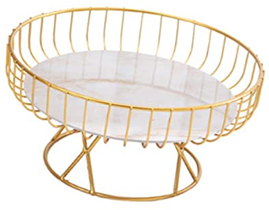 Fruit Tray, Hollow Design Paint Process Serving Fruit Basket Fruit Bowl Kitchen Supplies (Gold L)
