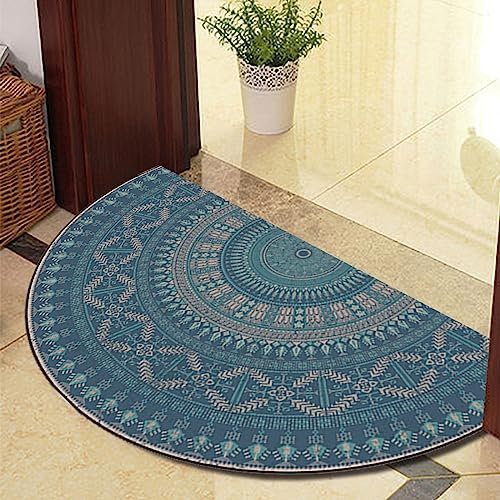 Guest Ruyunlai Halbrunde Bodenmatte Anti Rutsch Fussmatte fußmatte türmatte draußen Vintage Teppich fussmatte aussen Doormat fußmatten Dunkelblau 80x140cm