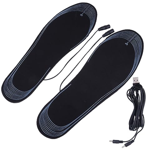 Beavorty 1 Pair Heating insoles Boots Heated Insole Women Heated Shoes Insole USB Heated Shoes Insole heated shoes inserts Sports Heated Insole Winter man Charge composite fiber Battery