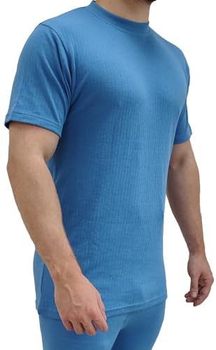 SITE KING Mens Thermal Work Base Layer Short Sleeve T Shirt - Work & Leisure Warm Thermal T Shirts Sky