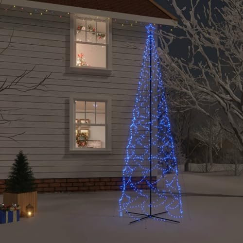 Festnight led Weihnachtsbaum mit Mittelpfosten Weihnachtsdeko Aussen Dekobaum Weihnachtsdeko Lichterkette Beleuchtung -Blau-500 x 160 cm