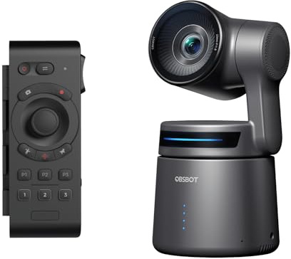OBSBOT Tail Air NDI Streaming Camera 4K & Remote Controller, KI-Tracking PTZ Kamera mit intelligenter App, Gestensteuerung, HDMI/USB-C/Wireless Webcam, Video Kamera Live Stream für YouTube