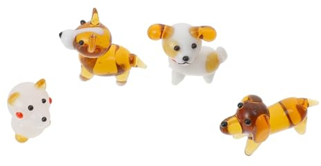 Zerodeko Microestatuas De Perros De Cristal Forma De Perro Pequeño Decoraciones para Escritorio y Hogar Juego De 4 Piezas Aleatorias