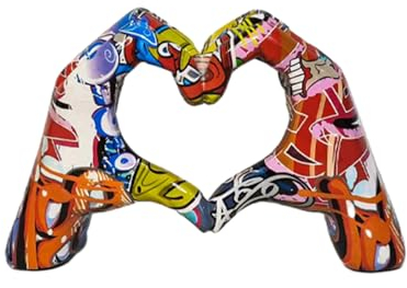 Wezalget Herz-Hände-Skulptur | Skulptur Hände lieben Geste aus Kunstharz Kreative Graffiti-Herz-Kunstskulptur Dekorative Liebesfinger-Statue | für Hochzeits- und -Desktop-Dekoration