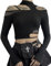 Maeau - Women Gothic Tank Top Y2K Crop Top Mesh Punk Long Sleeve T-Shirt Black Blouse Casual Slim Vest Summer Camisole for Party Club