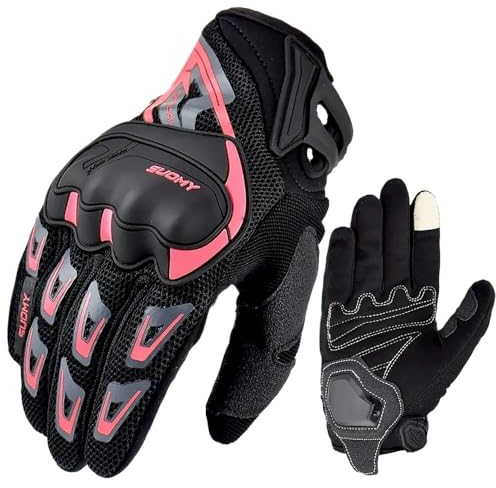 Gants Moto Homologué Gants de Moto d'été for Femmes et Adolescentes, Doigts complets, for Course de Moto, écran Tactile, Gants de Motocross, Rose, S-XXL Gants De Moto (Color : Beige, Size : S)