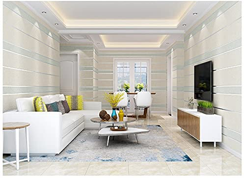 Generic Tapete, Modernes Schlafzimmer Wohnzimmer Tapete Dicke 3D Gestreifte Samt Tapete/Hellblau/0,53 * 10M