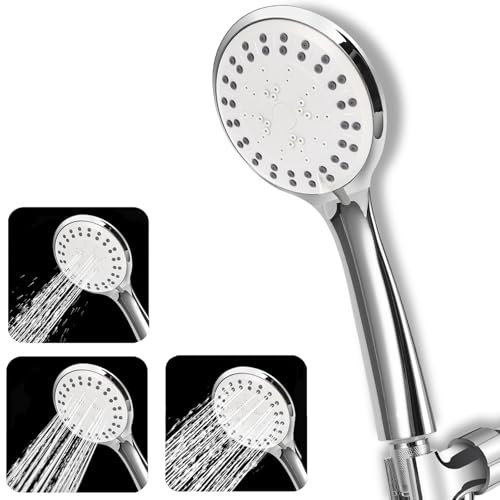 Shower Head, High Pressure Universal Handheld Shower Heads Only 3 Spray Modes Adjustable Water Saving Shower Head Replacements Self-Cleaning Hand Shower for Massage Spa