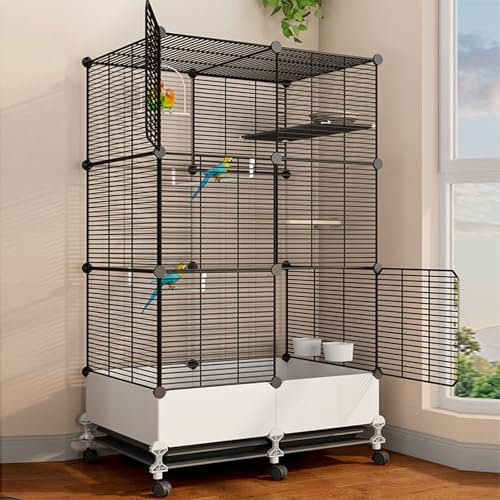 CYQQRDZSW 139 cm Vogelkäfig Aus Metall, Papageienkäfig, Vogeltransportkäfig, mit Vogelstehstab, Wasserfutterspender, für Wellensittiche, Zebrafinken Und Andere Kleine Vögel
