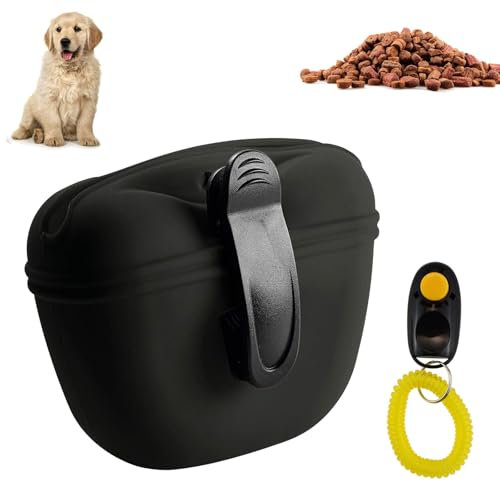 Custodia in Silicone per crocchette per Cani, Borsa Addestramento Cani in Silicone, Sacchetto di Cibo per Cani in Silicone, Borsa per Alimenti Cani Portatile, con Chiusura Magnetica e Clip in Vita