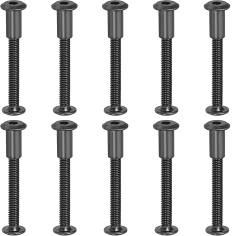 PATIKIL M6 x 45 mm Hex Chicago Screws,20 Set Binding Screw Posts | Posts Connecting Hex Drive Socket Cap Bolt Nuts,for Scrapbook Leather Belt Album Photo Furniture Repair,Black