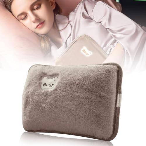 Bouteille Eau Chaude, Bouillotte électrique, Caoutchouc Naturel, Bouillotte Peluche Pour, Chauffe-mains et chauffe-pieds, Bouillotte Thermique Adulte et Enfant Anti Fuite, Soulagement de la Douleur