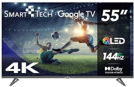 Smart Tech TV QLED 144Hz 4K UHD 55' (139 cm) 55QG04G Google TV- 4xHDMI - 2xUSB - Dolby Vision - Dolby Atmos-HDMI 2.1