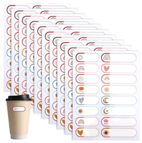 160uds Pegatinas Extraíbles Escribir, Etiquetas Impermeables Botellas Pegatinas Autoadhesivas Botellas Etiquetas Personalizadas para Botellas Agua para Bebés y Niños (Clima)