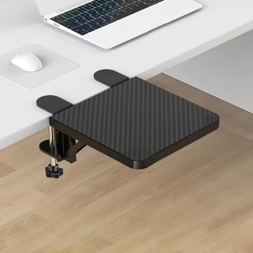 Ergonomics Desk Extender Tray, 20x24x1cm Foldable Desk Extension Table Mount Arm Rest Shelf Without Punching Computer Keyboard Support Stand for Dorm Bunk Office Kitchen Bar