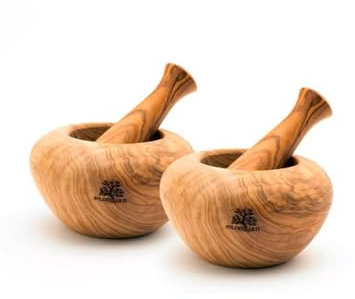 GOLDENARTI Set de 2 Mortiers et Pilons : 12 cm + 14 cm