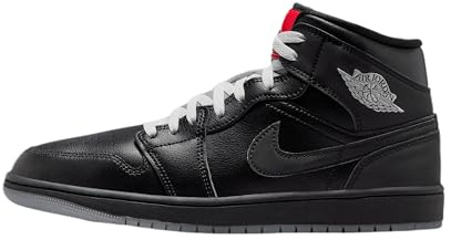 Air Jordan 1 Mid SE Herrenschuhe (HV5177-010, Black/White/Wolf Grey/Black), Schwarz/Weiß/Wolfgrau/Schwarz, 45 EU