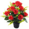Fleurs artificielles Fleurs pour le cimetière, roses de fleurs en pot au cimetière avec têtes de fleurs en tissu de soie, roses de fleurs artificielles à faible entretien pour la tombe, le cimetière