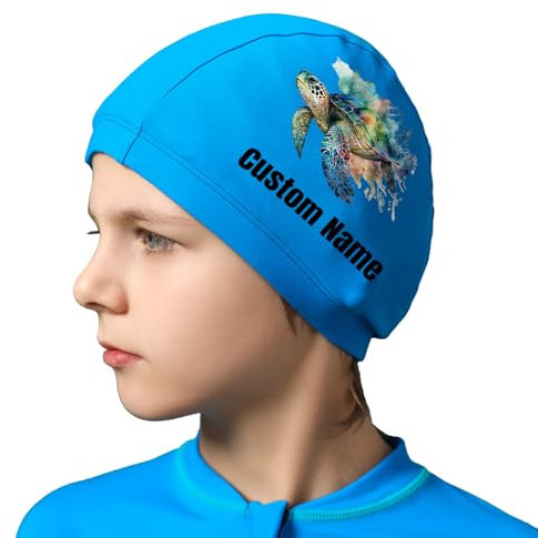 Gorro de natación personalizado para niños, Gorro de natación con tu nombre/patrón/LOGO, Gorro de natación personalizado para mujeres y hombres, fácil de poner y quitar, resistente al desgarro.