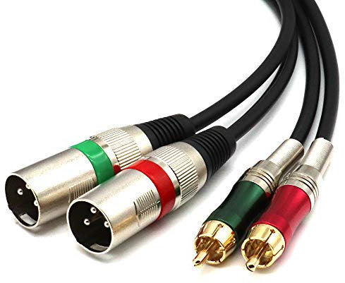 SiYear Cable dual XLR a RCA, 2 XLR macho a 2 RCA Phono Plug HiFi Cable de audio para amplificador, mezclador, micrófono (1,5 m)