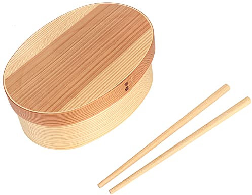 Nikou 1 Schicht Bento Box, Holz Lunchbox für Sushi, Lebensmittelbehälter aus Holz und Geschirr Schüssel, Design, ideal für Meal Prep, 22 x 15 x 7 cm
