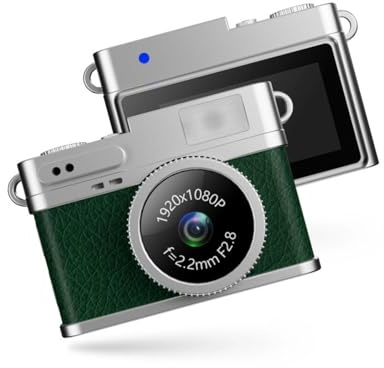 Diyeeni Mini Keychain Camera, 1080P 30fps Small Retro Camera, Portable Micro Video Cameras for Travel Study Recording, 0.96 Inch Color Display, 4 Filters, Support OTG (Green)