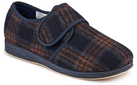 Pavers Mens Wide Fit Wool Slippers Navy Size 7