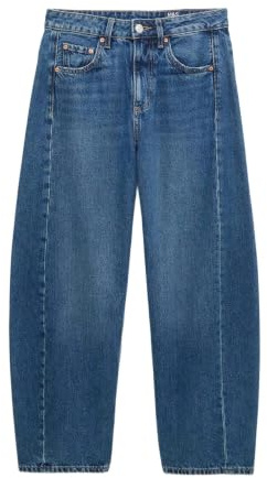 Marks & Spencer Damen Baumwolle Hose Regular | Mit mittlerem Bund, Beinform: Tapered, Waschung: Mittelblau, Zum Reinschlüpfen, Leicht