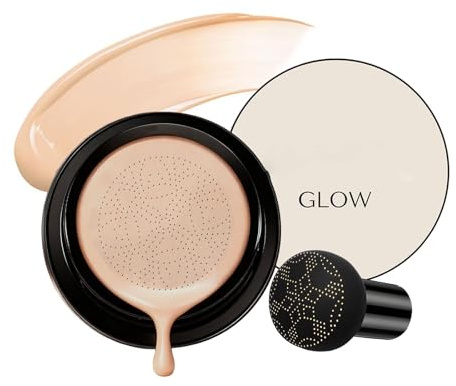 Cushion Foundation, Primer Makeup mit Natürlicher & ebenmäßiger Teint, Grundierung mit langanhaltender Deckkraft, Vollständiger Deckung Gesichts-Make-up, Mushroom Head Air Cushion CC Cream (Natur)
