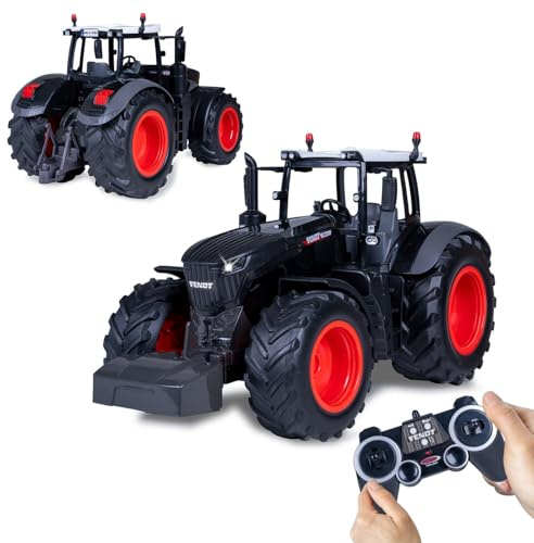 JAMARA 405365 Fendt 1050 Vario 1:16 2,4 GHz Black Special Edition, Jouet Tracteur Fendt Vario, Jouet Tracteur télécommandé RC pour Enfants, modèle agricole, système de Plug RC