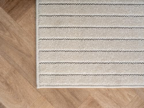 KADIMA DESIGN Terrassenteppich Skandinavischer 3D-Design Wetterfest Pflegeleicht Waschbar Strapazierfähig Robust Creme 120x170 cm Terrasse Garten Fußbodenheizung geeignet Oeko-TEX | ENGADIN