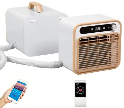 Portable 5000 BTU Air Conditioner, Split-Type Quiet Cooling Unit with Wi-Fi & Remote Control，No Need for A Dedicated Person to Come and Install, Can Freely Change Positions(1m tube)