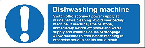 Hygiene Catering Dishwashing Machine Safety Sign - Self Adhesive Sticker 300mm x 100mm