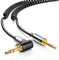 deleyCON 2m Cavo Jack a Spirale - Audio Stereo - AUX - Spina Jack 3,5mm a Spina Jack 3,5mm Angolato di 90° - Spine Placcate Oro