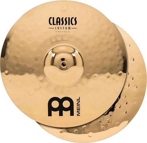 Meinl Cymbals Classics Custom Brilliant Piatto Hihat / Charleston Medium 15 pollici (38,10cm) per Batteria - Coppia - Bronzo B12, Finitura Brillante, Prodotto in Germania (CC15MH-B)