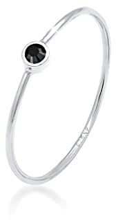 Elli Ring Damen Stacking Minimal Filigran mit Kristall in 925 Sterling Silber (56)
