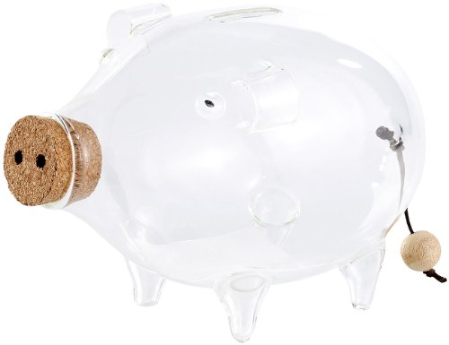 Carlo Milano Spardose groß Glas: Deko XL Sparschwein aus Glas, 21 cm (Sparschwein groß, Geburtstag)