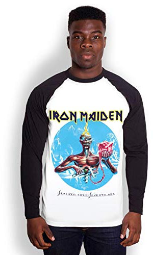 Iron Maiden Men's Seventh Son Long Sleeve T-Shirt, White, Small