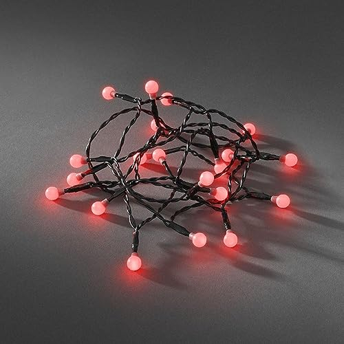 Konstsmide LED Globelichterkette, runde Dioden, 6h Timer, 20 rote Dioden, batteriebetrieben, Innen, schwarzes Kabel, 3 x AA 1.5V (exkl.) - 1491-557