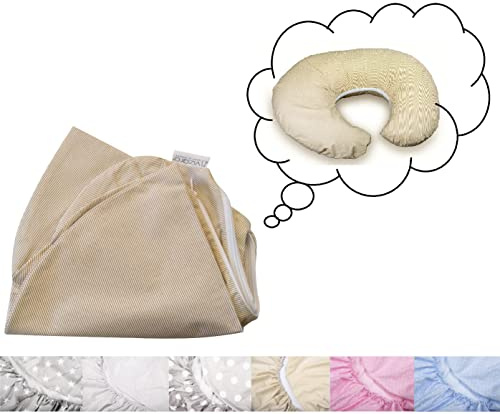 Vizaro - Wechselbezug für das Stillkissen – Universell - 100% Reine Baumwole - Made in EU - ÖkoTex – Sicheres Produkt - K. Stickereien Beige Linien