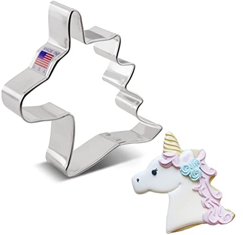 Formina per Biscotti Stampo a forma di testa di unicorno 10 cm, Prodotto negli Stati Uniti da Ann Clark