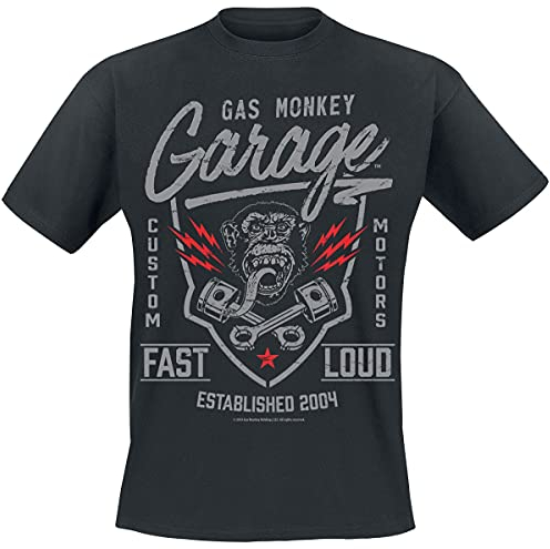 Gas Monkey Garage Fast'n Loud Männer T-Shirt schwarz L 100% Baumwolle Fan-Merch, Rockabilly, TV-Serien