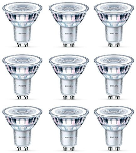9 x Philips LED Glass 4.6w GU10 50w A+ Spot Light Bulbs Lamp 355lm - Warm White
