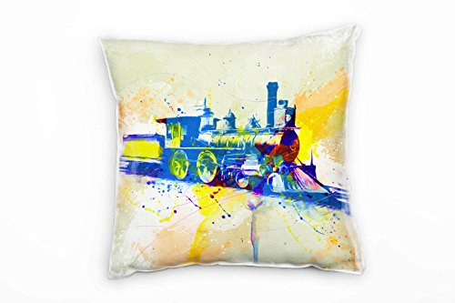 Paul Sinus Art Alte Lokomotive Deko Kissen Bezug 40x40cm für Couch Sofa Lounge Zierkissen - Dekoration zum Wohlfühlen