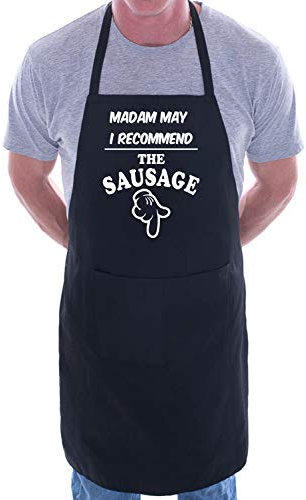 Print4U Slogan Novelty Cooking Apron Recommend The Sausage Black