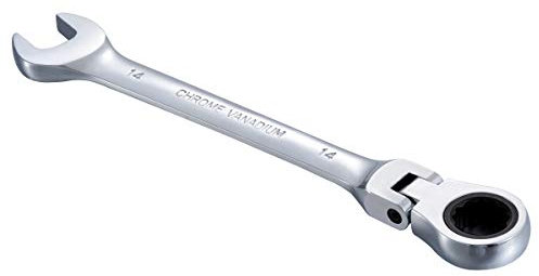 KATUR Chiave combinata a cricchetto 14 mm, chiave a cricchetto con testa flessibile, design industriale a doppio uso, utensile metrico professionale in acciaio al cromo vanadio