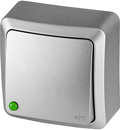ELEKTRO-PLAST BERG Interrupteur simple en saillie - Interrupteur simple - Argenté - Dimensions compactes - Blanc