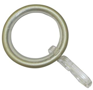 GARDINIA Anillas de Cortina Elba, 10 Unidades, Incluye Deslizador y Ganchos para Pliegues, diámetro 29/38 mm, Ancho 3,5 mm, Metal, Color champán