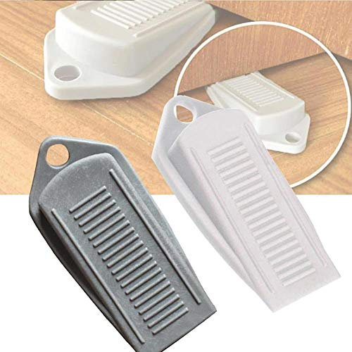 1 Pc Porte Cale En Forme de Cale Porte En Plastique Arrête Antidérapant Noir Tampons De Porte pour Bureau Bébé Coffre-fort De Porte De Sol, Gris