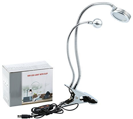 ANGGREK Lampe d'ordinateur portable à pince de lecture USB à LED pour livre, 2in1 Portable USB maquillage tatouage lampe à LED permanente réglable cils manucure lumière